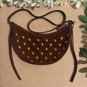 Madewell Leather Gold Studded Shoulder Bag